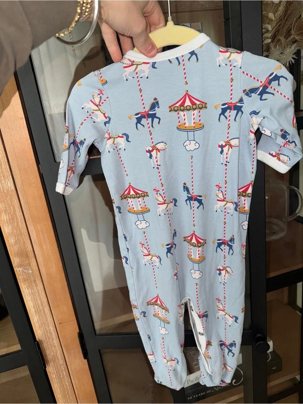 Roller Rabbit carousel footies snaps baby boy girl unisex popcorn horses pima